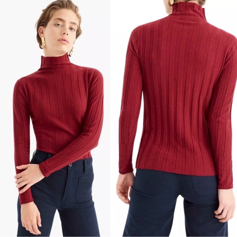 J. Crew 365 Red Burgandy Rib Stretch S Turtleneck Sweater